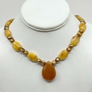 Hand Made Sterling silver cultured pearl & aragonite bead necklace - GM417
